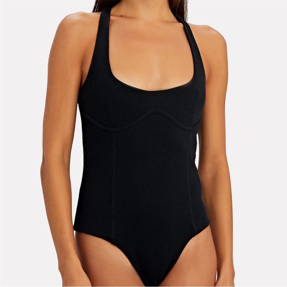 Gauge81 black ribbed Nines underwire bodysuit